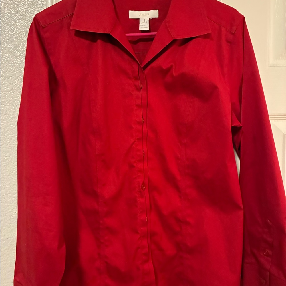Chico's Vibrant Scarlet Button Down Shirt